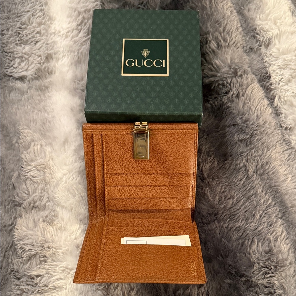 Vintage 1970-80s Gucci Brown Leather Card Holder